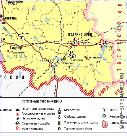 Turismo mapa de Oblast de Pskov