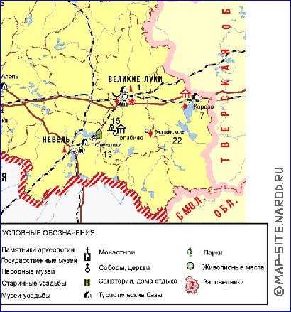 Touristique carte de Oblast de Pskov